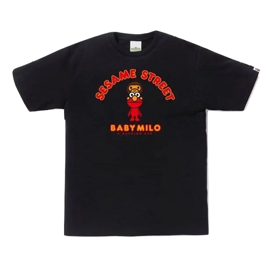 A Bathing Ape x Sesame Street Milo & Elmo Tee - Black Bape
