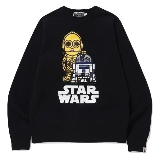 A Bathing Ape x Star Wars R2-D2 & C-3PO Crewneck - Black Bape
