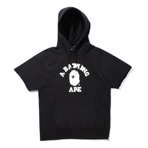 A bathing Ape College Wide Short Sleeve Hoodie - Black