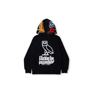 A Bathing Ape X OVO Woodland Camo Shark Reversible Full Zip Hoodie - Black Bape
