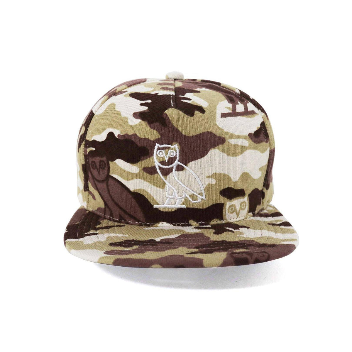 A Bathing Ape X OVO Woodland Camo Snapback Cap - Beige Bape