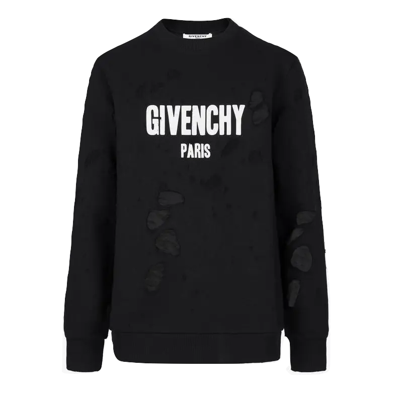 Givenchy Paris Destroyed Sweatshirt - Black Givenchy