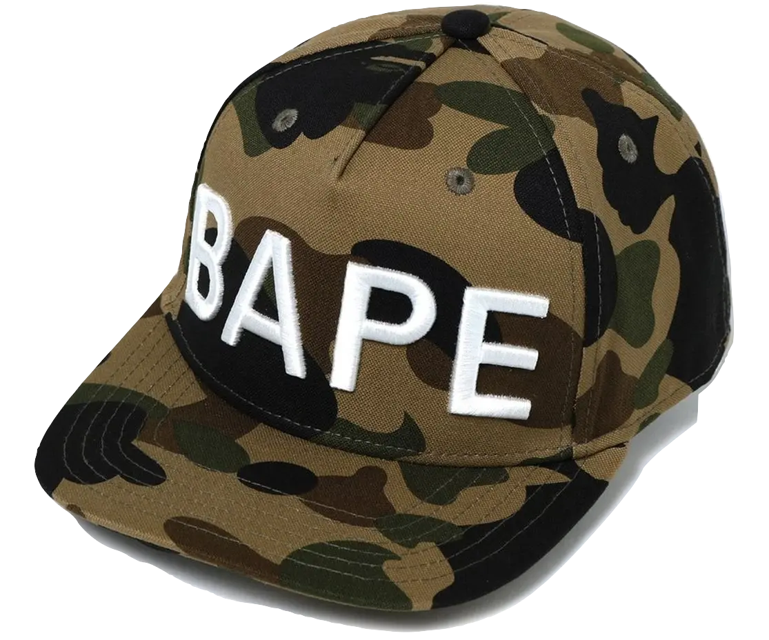 Bape 1st Camo Snap Back Cap - Green - Used Bape