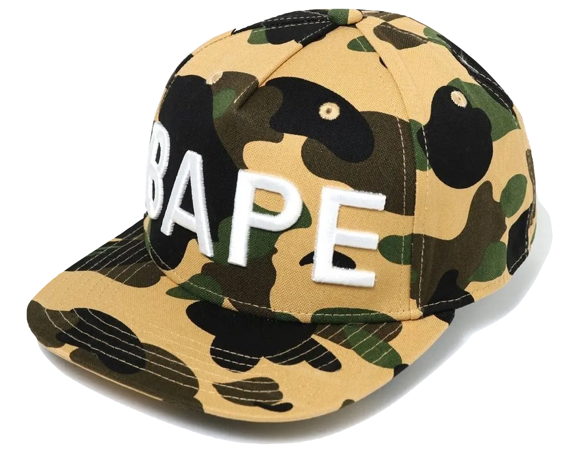 Bape 1st Camo Bape Snap Back Cap - Yellow Bape
