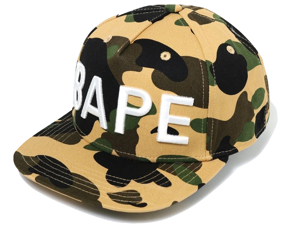Bape 1st Camo Bape Snap Back Cap - Yellow