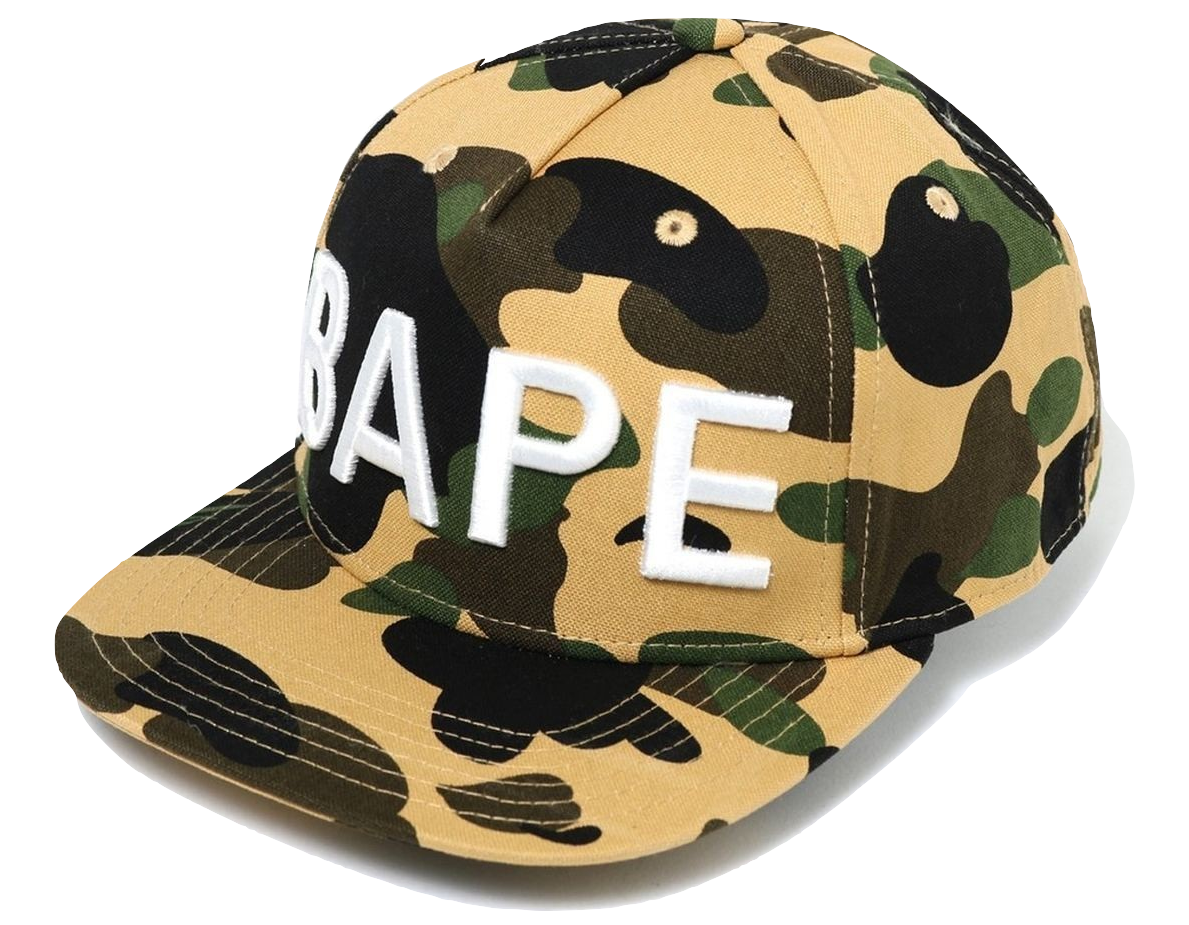 Bape 1st Camo Bape Snap Back Cap - Yellow