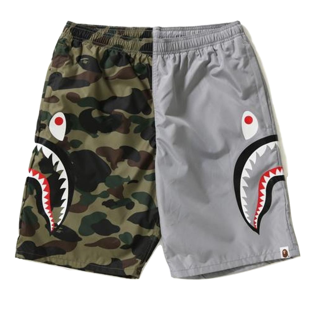 A Bathing Ape 1st Camo Shark Beach Shorts - Green/Gray