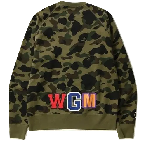 A Bathing Ape 1st Camo Metal Zip Shark Crewneck - Green Bape