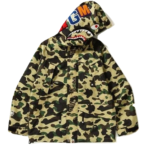 A Bathing Ape 1st Camo Shark Snowboard Jacket - Yellow Camo - Used Bape