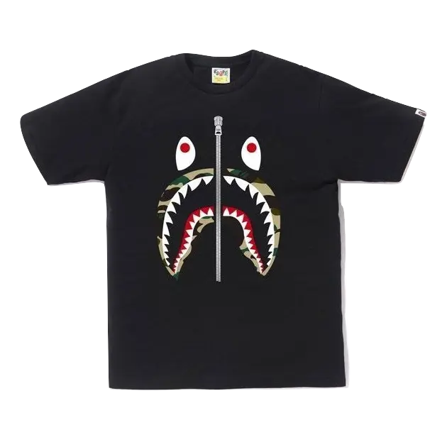 A Bathing Ape 1st Camo Shark Tee - Black/Green Camo Bape