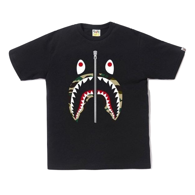 A Bathing Ape 1st Camo Shark Tee - Black/Green Camo