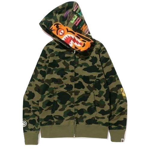A Bathing Ape 1st Camo Tiger Full Zip Hoodie - Green Bape
