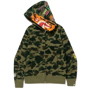 A Bathing Ape 1st Camo Tiger Full Zip Hoodie - Green Bape