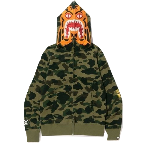 A Bathing Ape 1st Camo Tiger Full Zip Hoodie - Green Bape
