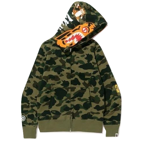 A Bathing Ape 1st Camo Tiger Full Zip Hoodie - Green Bape