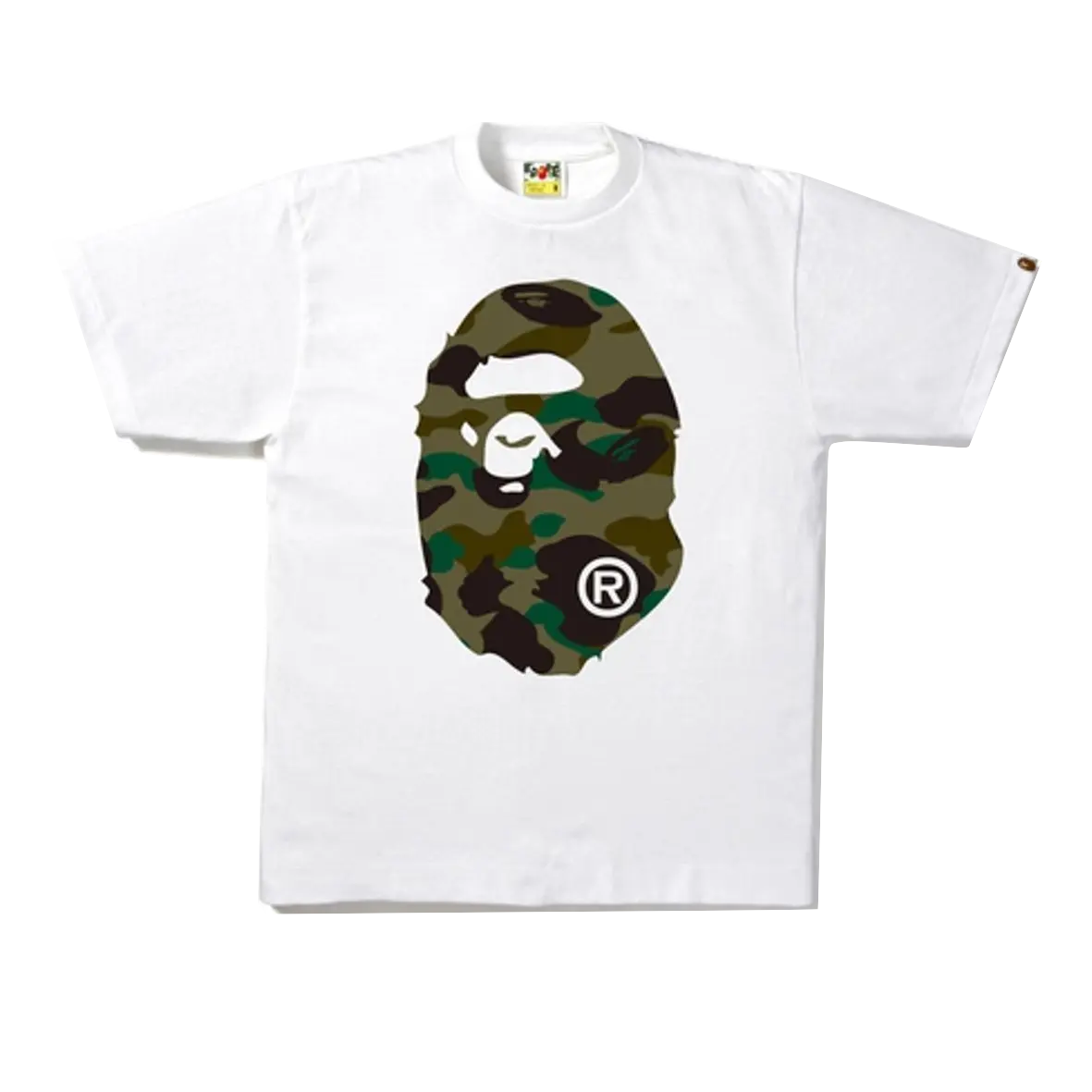 A Bathing Ape 1st Camo Big Ape Head Tee - White/Green Camo Bape