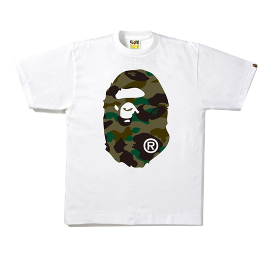 A Bathing Ape 1st Camo Big Ape Head Tee - White/Green Camo