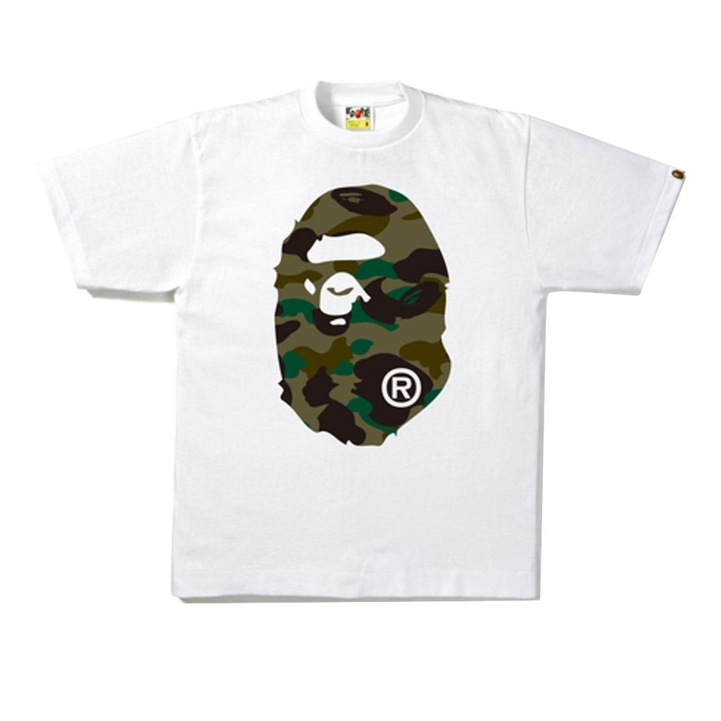 A Bathing Ape 1st Camo Big Ape Head Tee - White/Green Camo