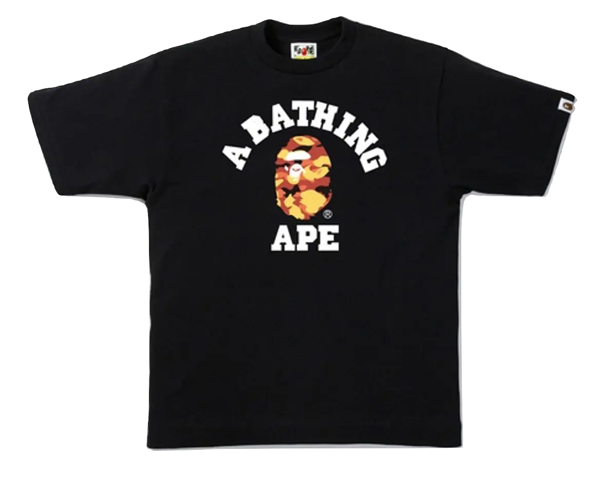 A Bathing Ape 1st Camo College Tee - Black/Orange Camo Bape