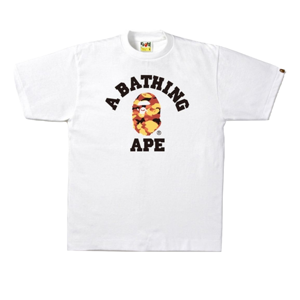 A Bathing Ape 1st Camo College Tee - White/Orange Camo