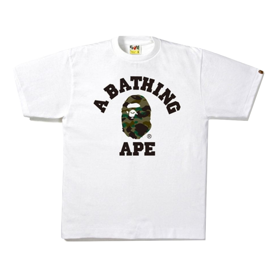 A Bathing Ape 1st Camo College Tee - White/Green Camo