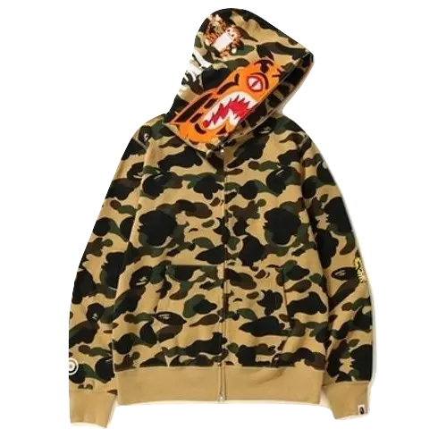 A Bathing Ape 1st Camo Tiger Full Zip Hoodie - Yellow Camo Bape