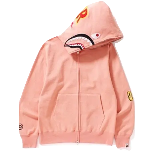 A Bathing Ape 2nd Shark Full Zip Hoodie - Peach - Used Bape