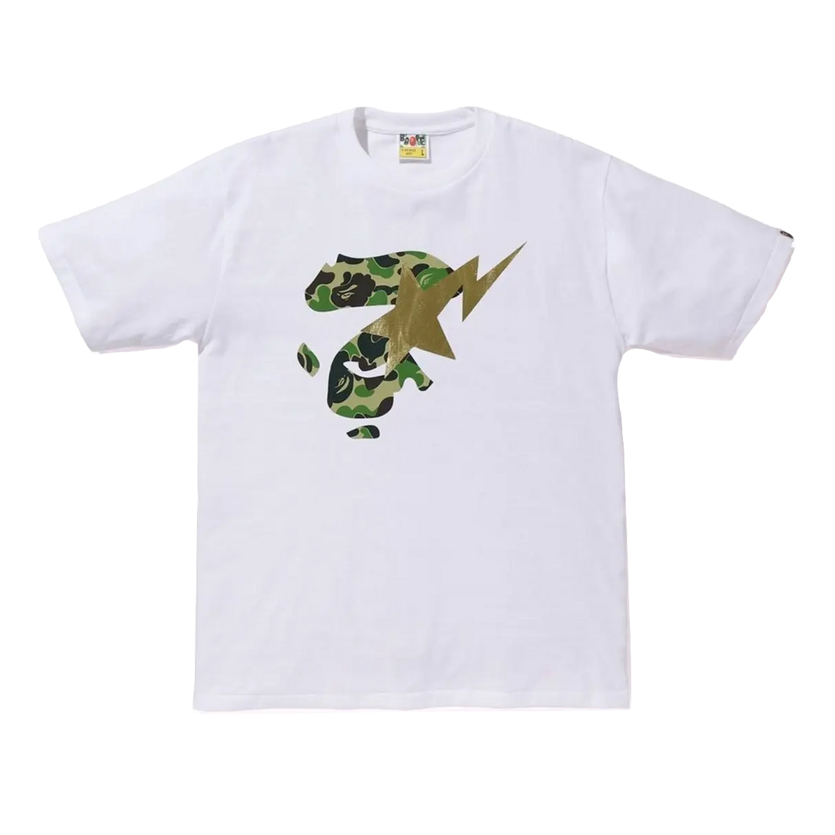 Bape ABC Ape Face On Bapesta Tee - White/Green Camo Bape