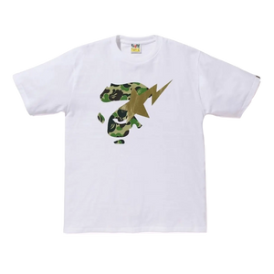 Bape ABC Ape Face On Bapesta Tee - White/Green Camo Bape
