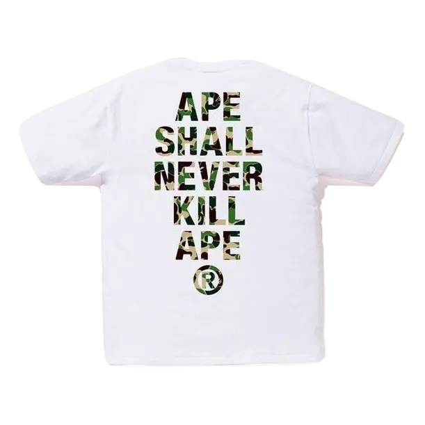 Bape ABC ASNKA Tee - White/Green Camo Bape