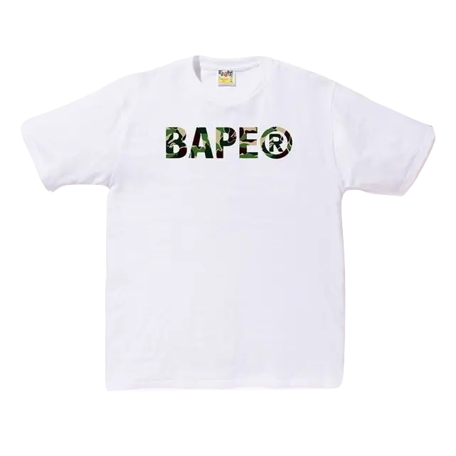 Bape ABC ASNKA Tee - White/Green Camo Bape