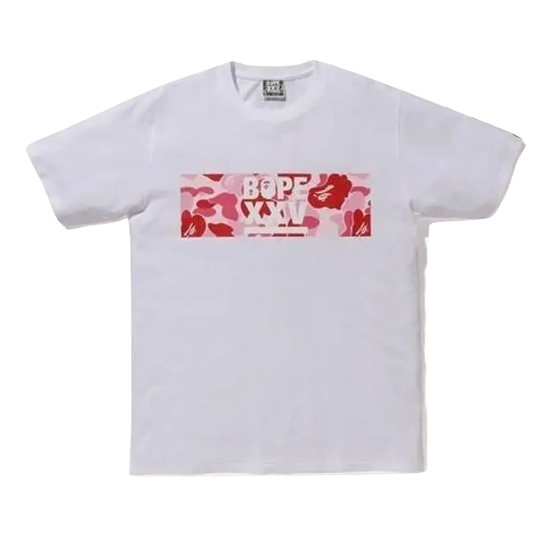A Bathing Ape ABC Bape XXV Tee - White/Pink Bape