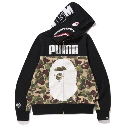 Bape x Puma ABC Camo Shark Hoodie - Black/Green