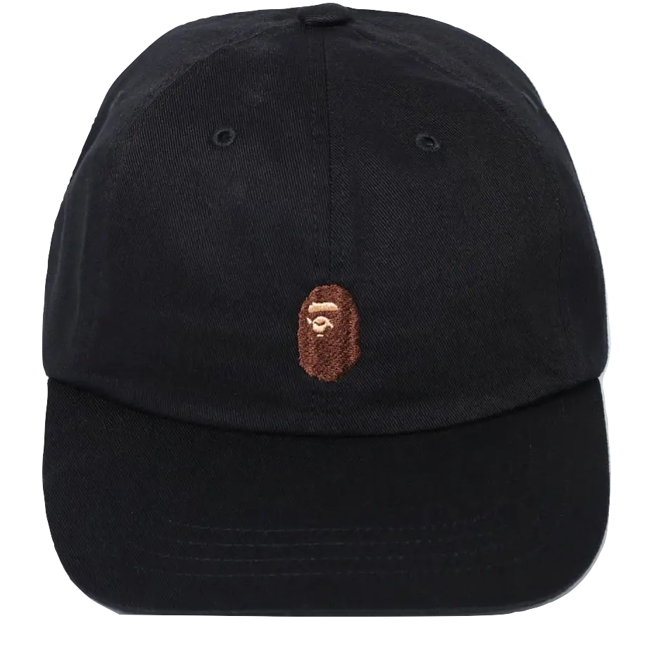 A Bathing Ape Ape Head Embroidery Panel Cap - Black Bape