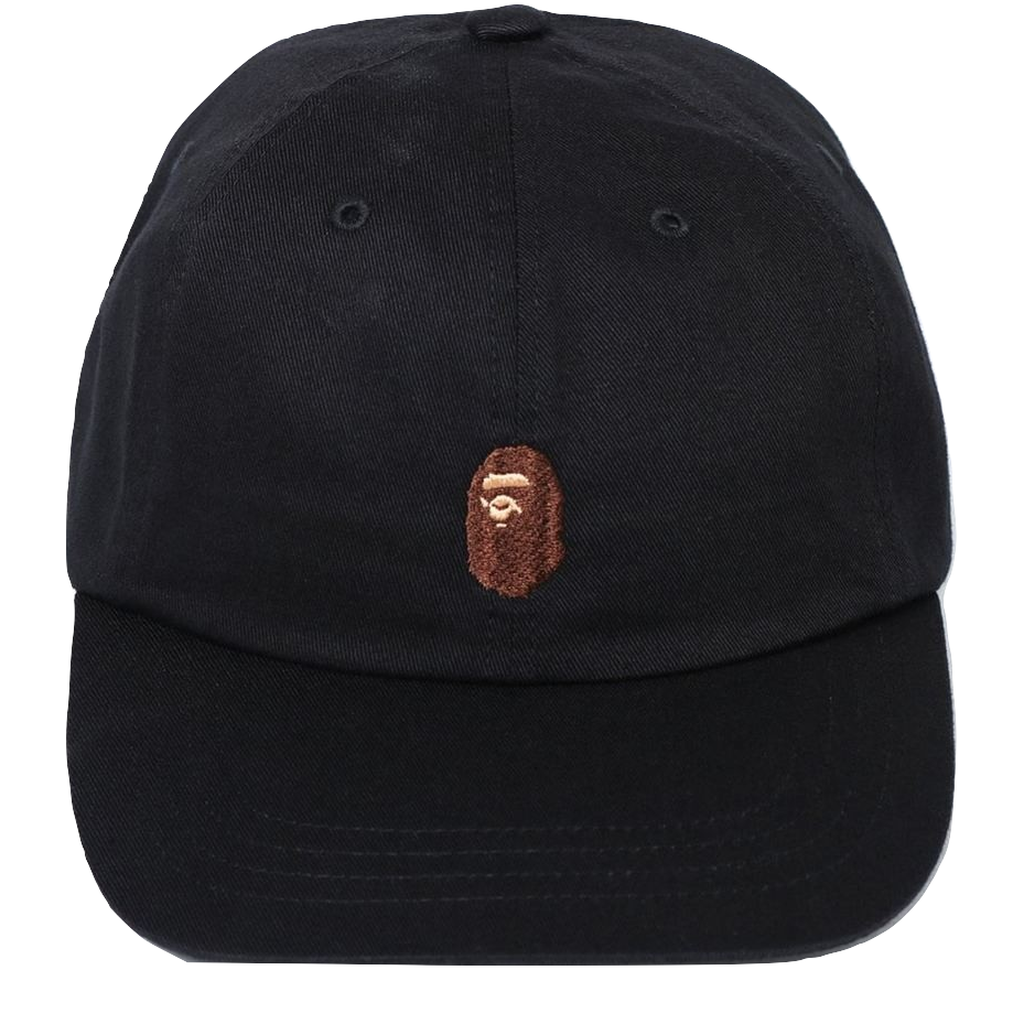 A Bathing Ape Ape Head Embroidery Panel Cap - Black