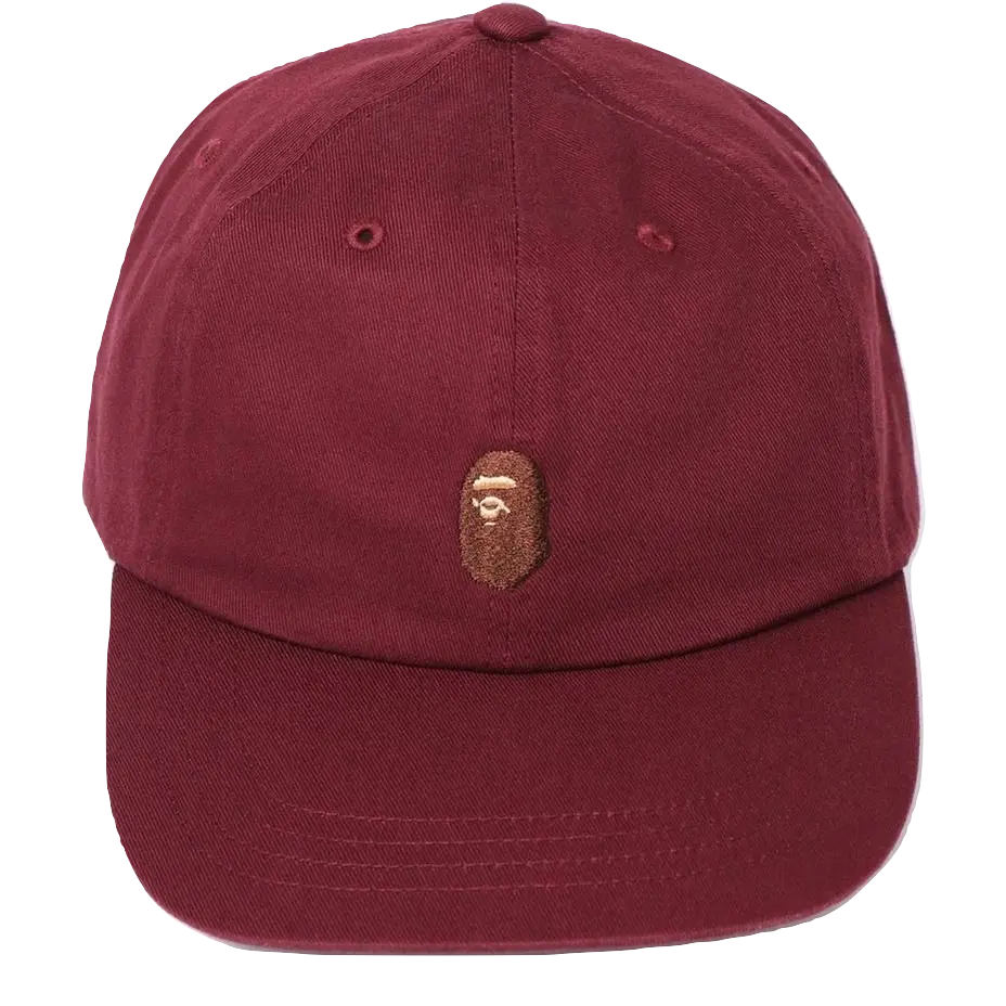 A Bathing Ape Ape Head Embroidery Panel Cap - Burgundy Bape