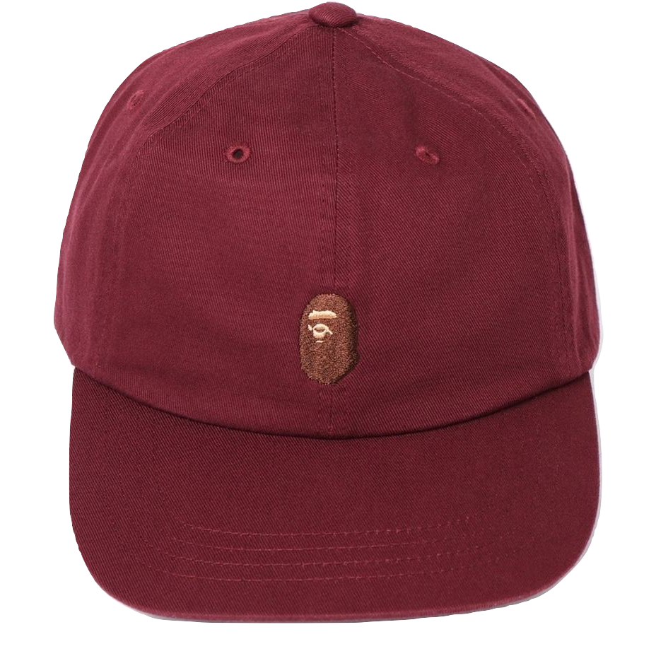 A Bathing Ape Ape Head Embroidery Panel Cap - Burgundy