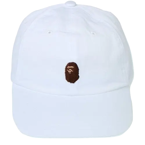 A Bathing Ape Head Embroidery Panel Cap - White Bape