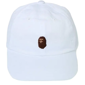 A Bathing Ape Head Embroidery Panel Cap - White - Used Bape