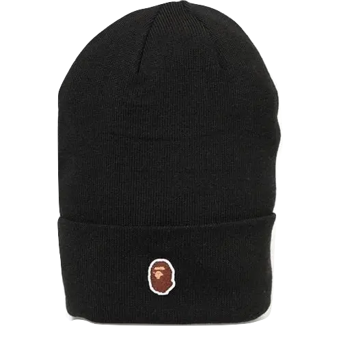 A Bathing Ape Ape Head One Point Beanie - Black Bape