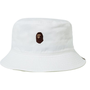 A Bathing Ape Ape Head One Point Bucket Hat - White - Used