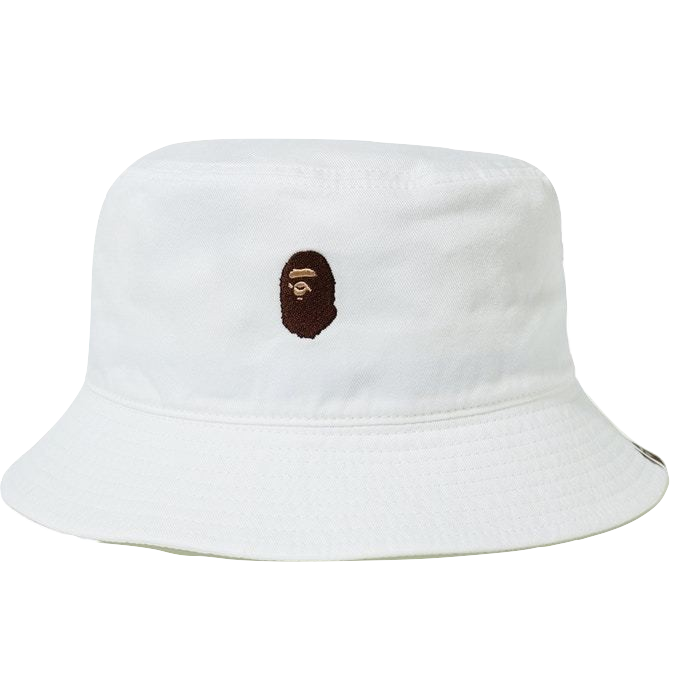 A Bathing Ape Ape Head One Point Bucket Hat - White - Used