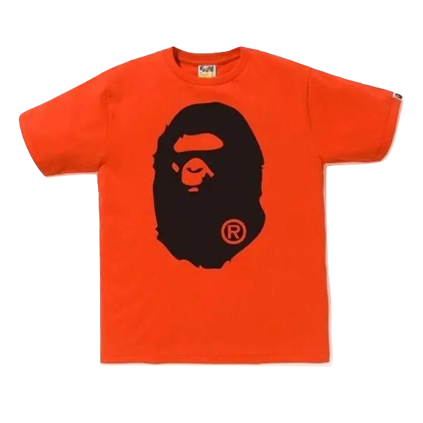 Bape Bicolor Big Ape Head Tee - Orange/Black - Used Bape