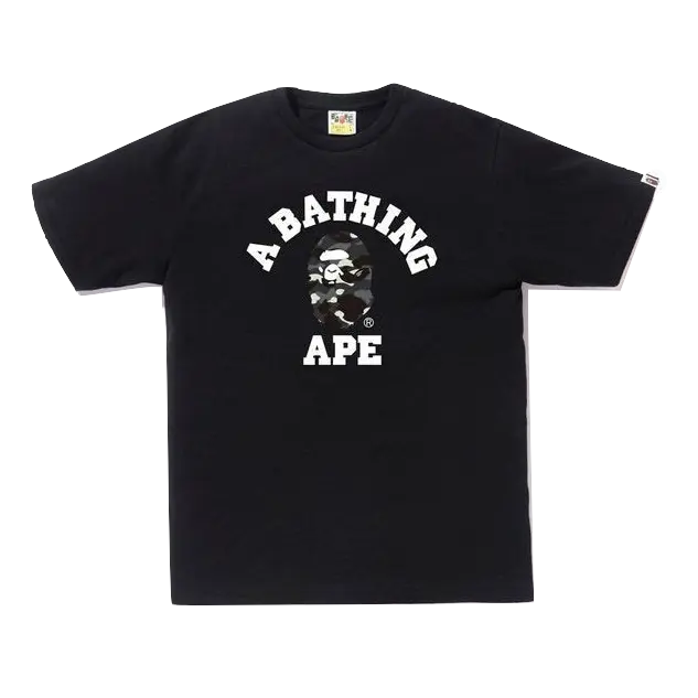 A Bathing Ape City Camo College Tee - Black/Black GID Bape