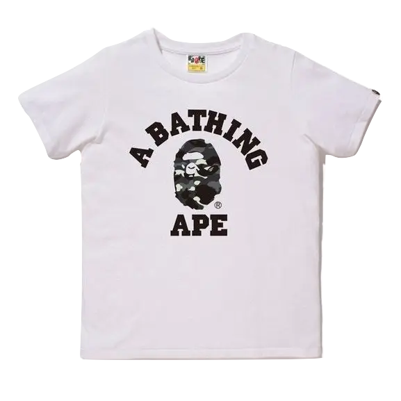 A Bathing Ape City College Camo GID Tee - White/Black Bape