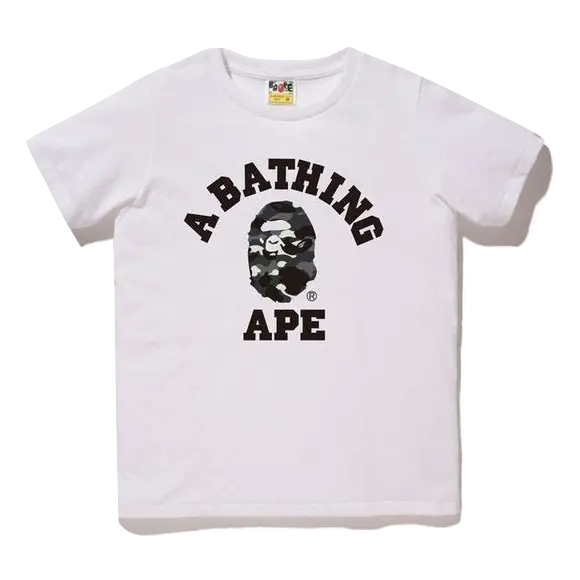 A Bathing Ape City Camo College Tee - White/Black Bape