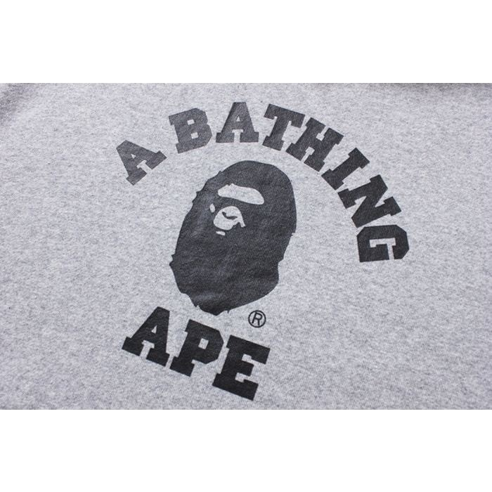 A Bathing Ape College Pullover Hoodie - Grey/Black Bape