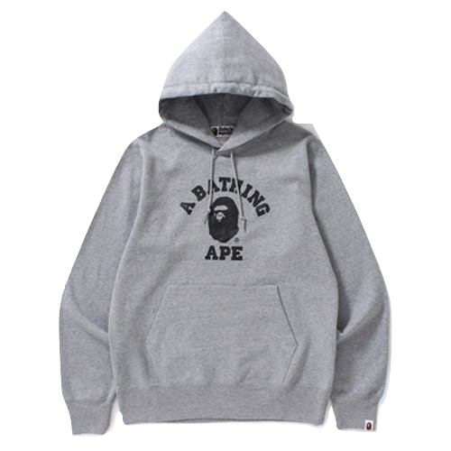 A Bathing Ape College Pullover Hoodie - Grey/Black Bape