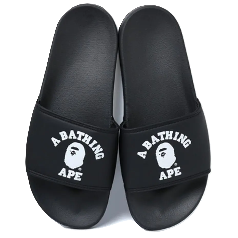 A Bathing Ape College Slides Sandals - Black Bape