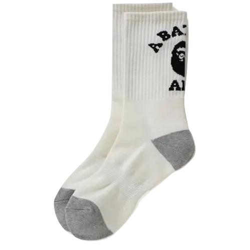 A Bathing Ape College Socks - White Bape
